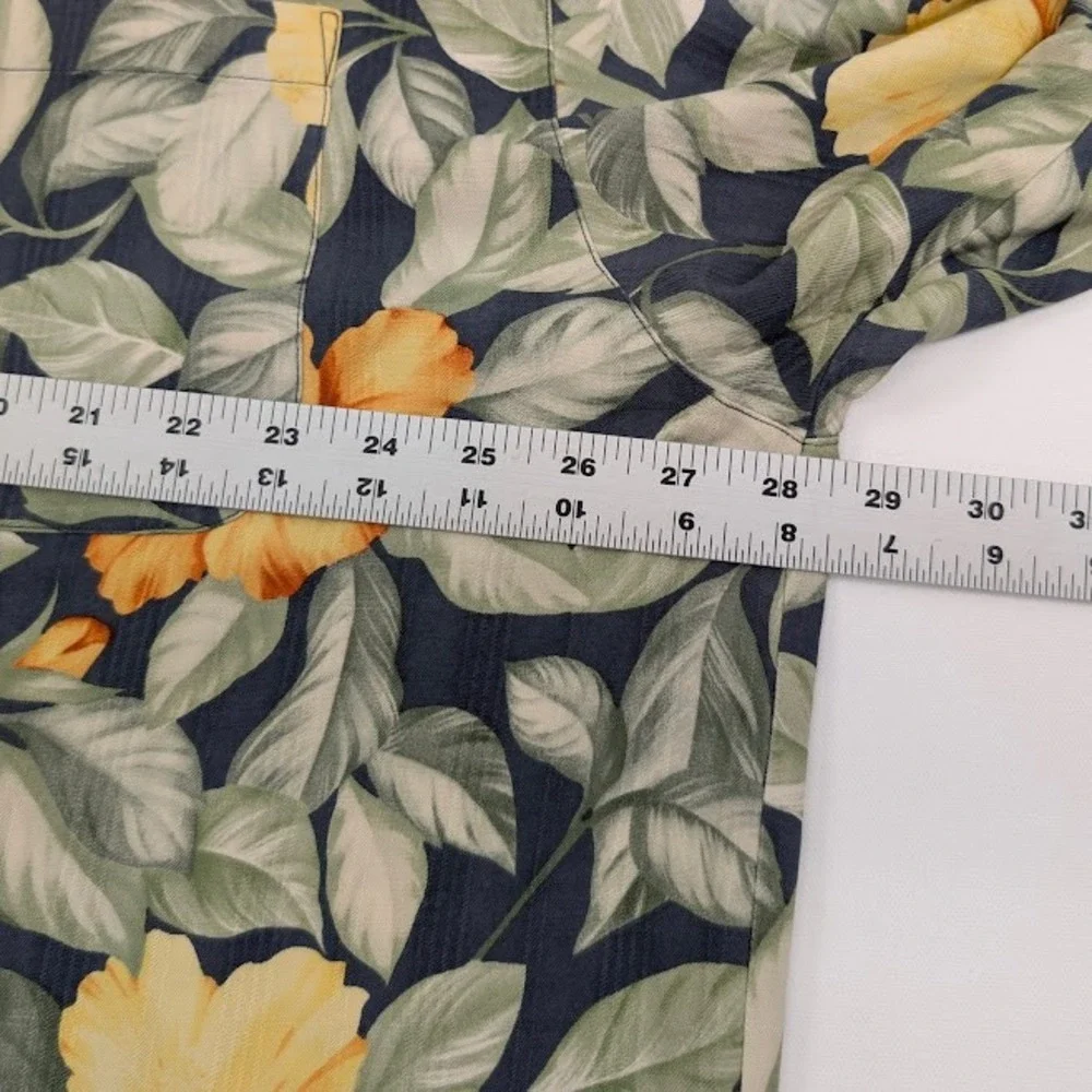 Tommy Bahama Silk Camp Shirt Mens 2XL Tropical Floral Hibiscus‎ Hawaiian Print